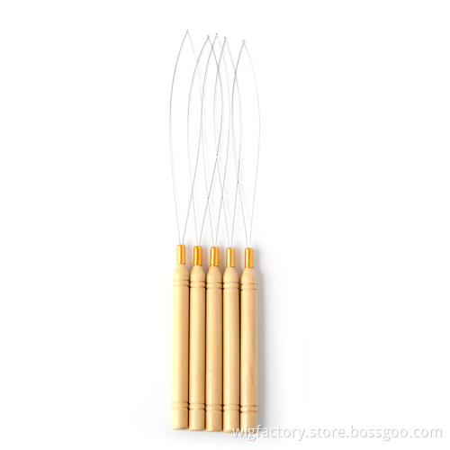 Human hair extensions crochet needle for hair, nano rings silicone loop crochet hair needle, microrings pulling needle hair